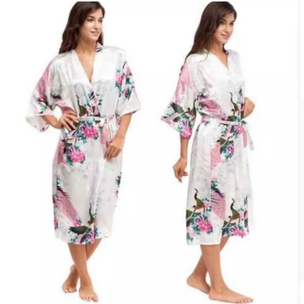 NWT SATIN SILK KIMONO SEXY BRIDAL BATHROBE ROBE